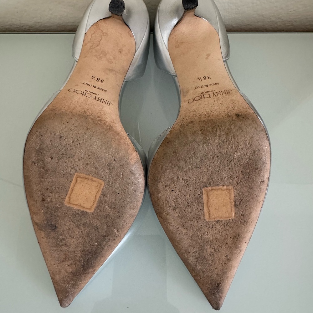 Authentic Jimmy Choo Metallic Silver Embellished Heels - Picture 8 of 8